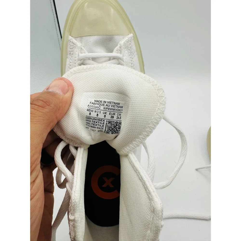 Converse CX High Top White Canvas Sneakers Glow Sole Men's 6 Women's 8 - Picture 7 of 12